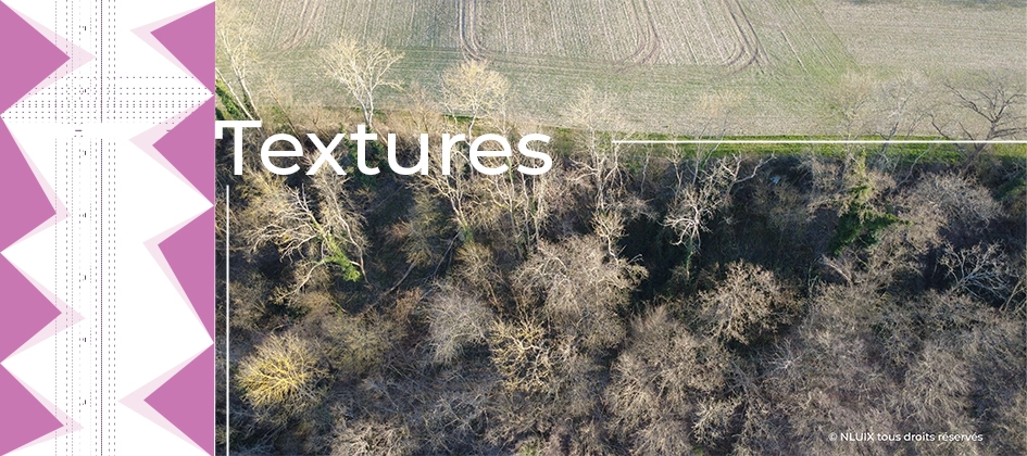 Photo montage qui illustre la section textures de droen-paysage